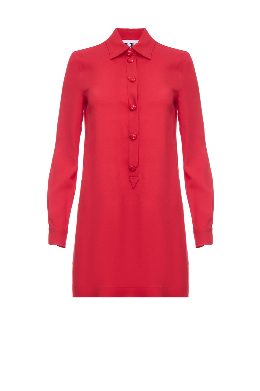 Платье-рубашка однотонное|Основной цвет:Красный|Артикул:A0456-0533 | Фото 1