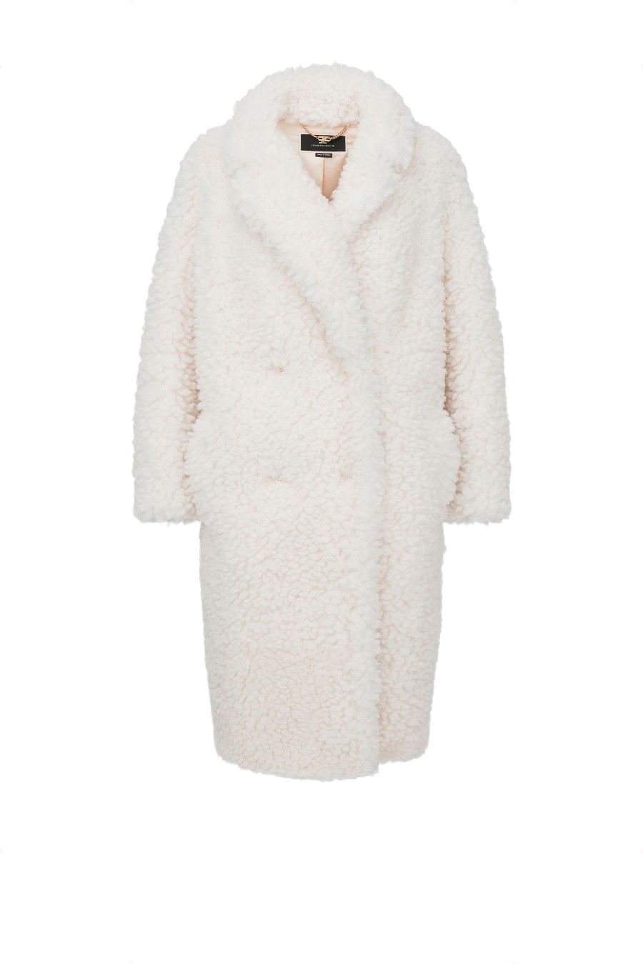 Двубортное пальто из искусственного меха|Основной цвет:Белый Женский Elisabetta Franchi Двубортное пальто из искусственного меха (цвет ), артикул CP37E16E2 | Фото 1
