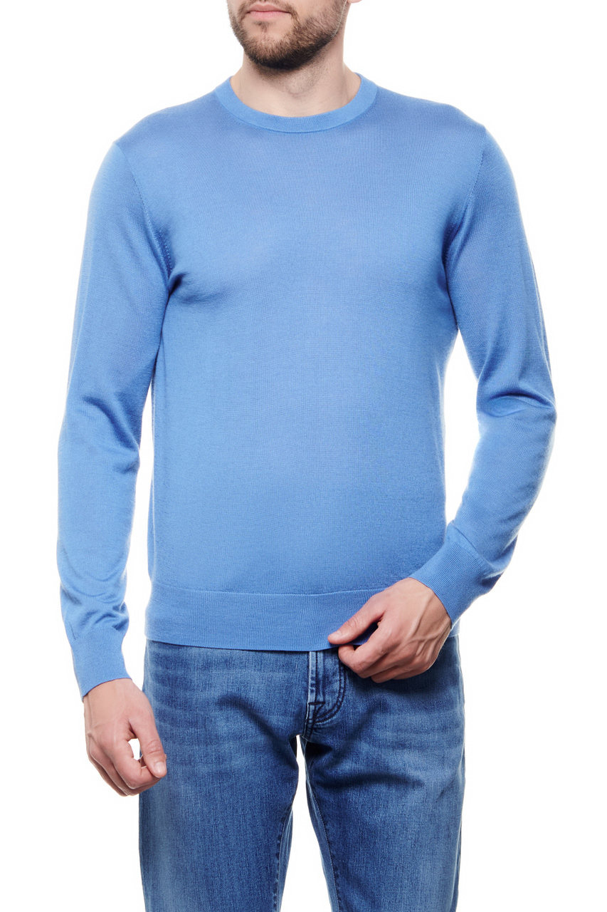 Джемпер из кашемира и шелка|Основной цвет:Синий|Артикул:93M538-9325129 | Фото 1