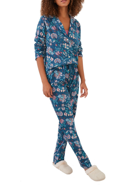 Пижама из натурального хлопка с принтом|Основной цвет:Синий|Артикул:3594670 | Фото 1