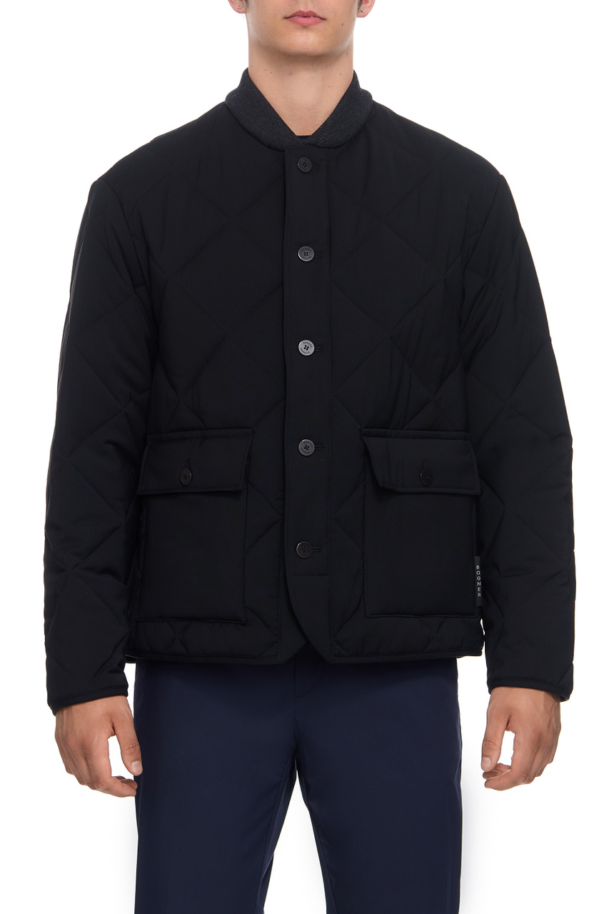 Куртка стеганая из натуральной шерсти|Основной цвет:Черный|Артикул:38648350 | Фото 1
