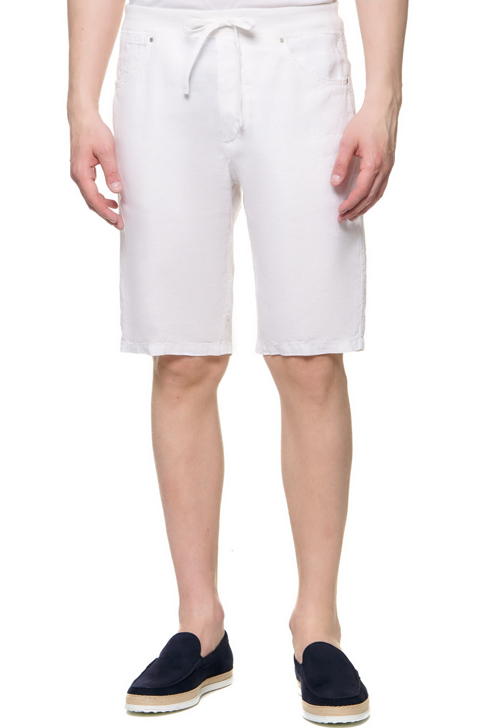 Мужской 120% Lino Льняные шорты с поясом на кулиске (цвет ), артикул V0M21200000253000 | Фото 1