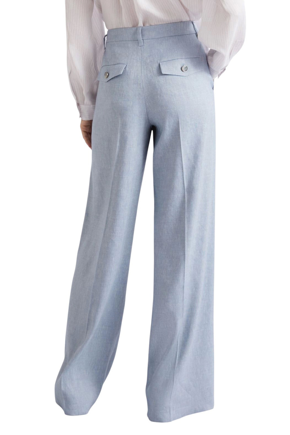 Брюки-палаццо MLLODINO из льна и вискозы|Основной цвет:Голубой Женский MARELLA Брюки-палаццо MLLODINO из льна и вискозы (цвет ), артикул 2613131121 | Фото 4