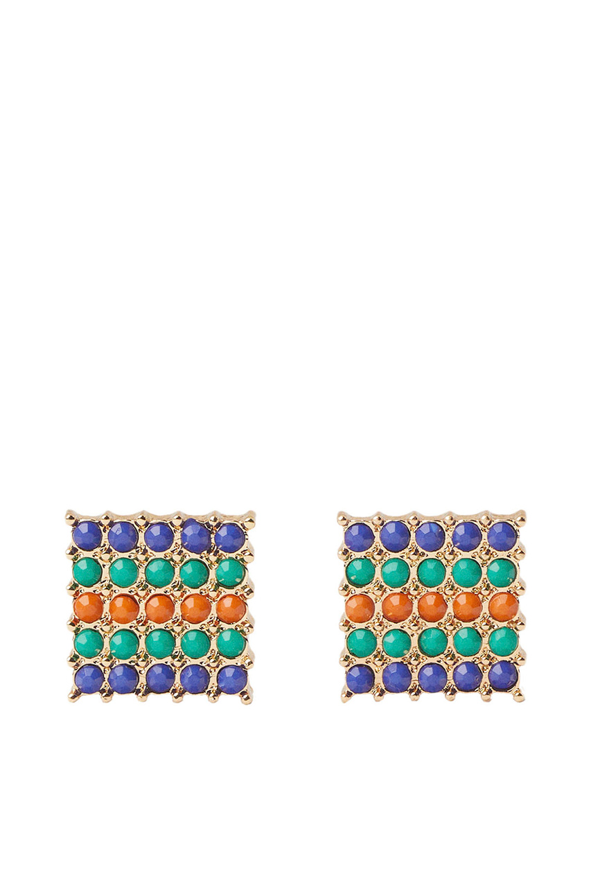 Серьги-гвоздики с разноцветными бусинами|Основной цвет:Разноцветный|Артикул:149404 | Фото 1