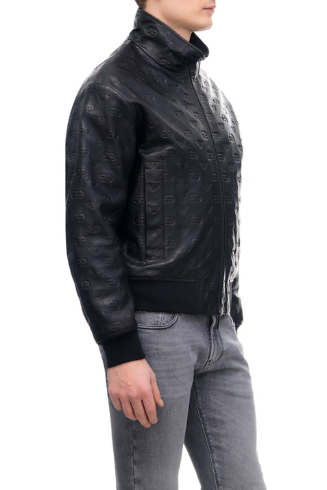 Emporio Armani Куртка из натуральной кожи с тисненым логотипом ( цвет), артикул H31R7H-C1P7H | Фото 4