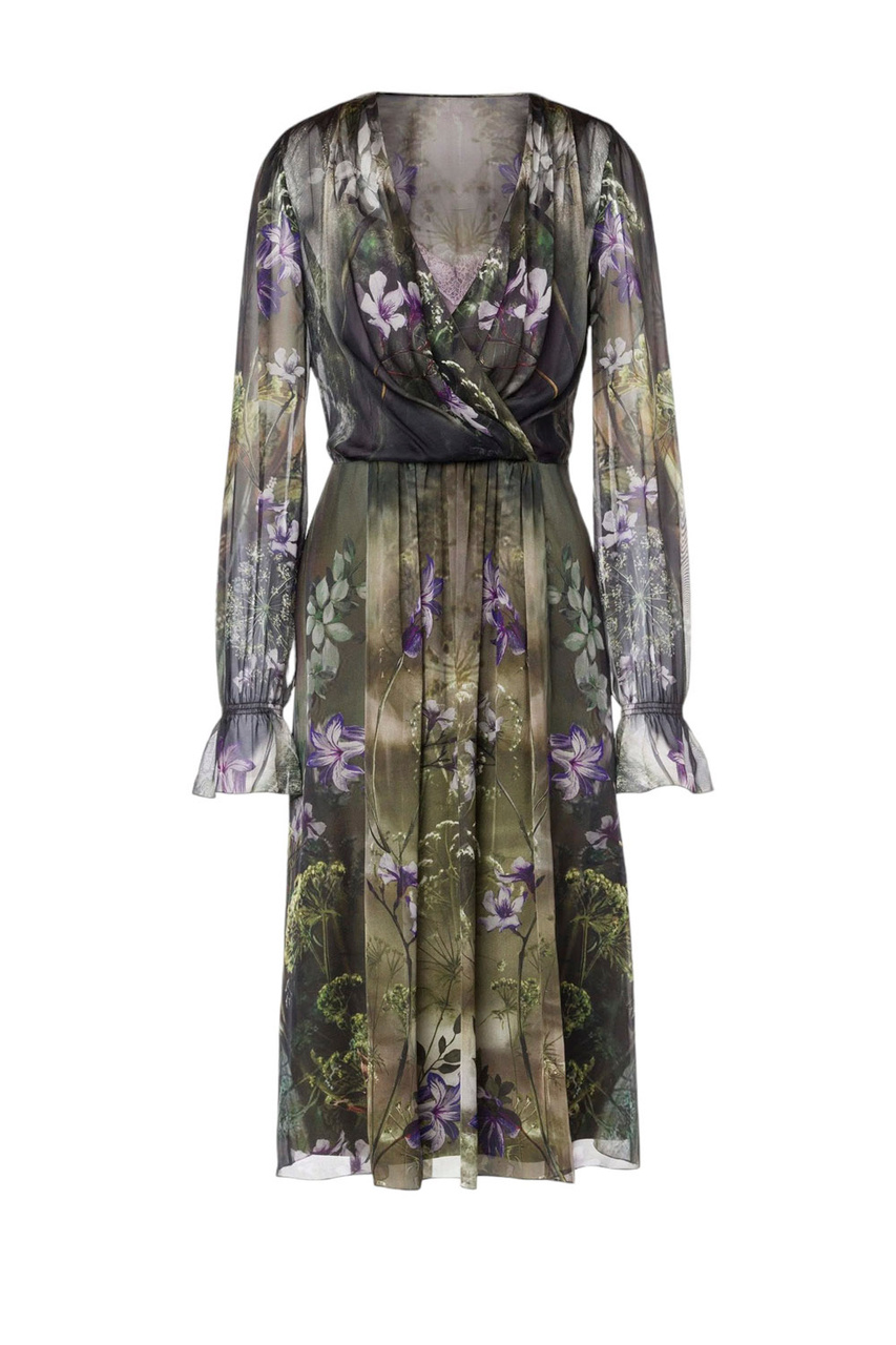 Платье из натурального шелка с принтом|Основной цвет:Разноцветный|Артикул:A0459-6640 | Фото 1