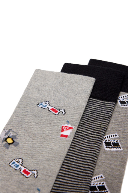 Набор из 3 пар носков с принтом|Основной цвет:Серый|Артикул:0654494 | Фото 2