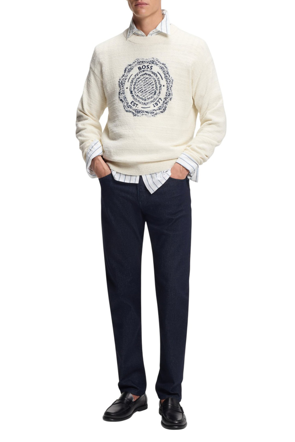 Джемпер Kerbert из смесовой шерсти|Основной цвет:Кремовый Мужской BOSS Джемпер Kerbert из смесовой шерсти (цвет ), артикул 50555867 | Фото 2