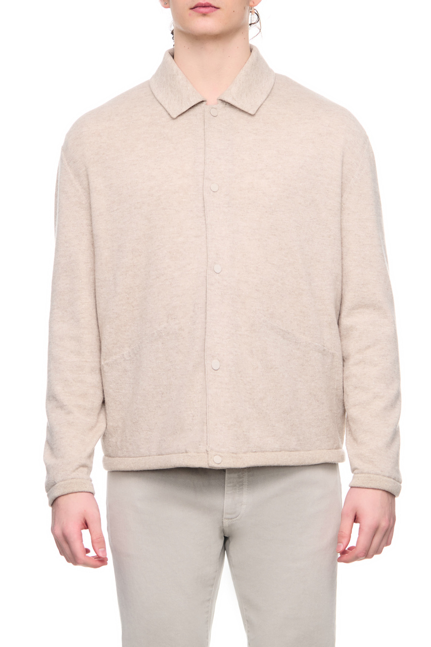 Куртка-рубашка с отложным воротником на кнопках|Основной цвет:Бежевый|Артикул:UBS26A5-BWL-N94 | Фото 1