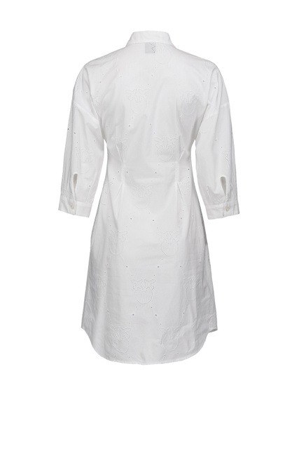 Платье-рубашка из поплина с ажурной вышивкой|Основной цвет:Белый|Артикул:1G17JEY7V1 | Фото 2