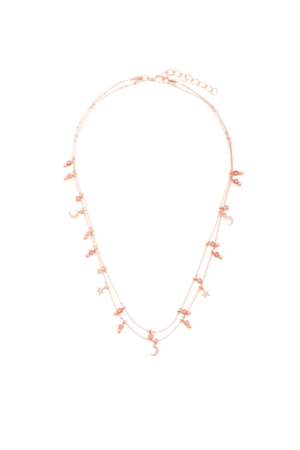 Ожерелье с подвесками и камнями|Основной цвет:Розовый|Артикул:200530 | Фото 1