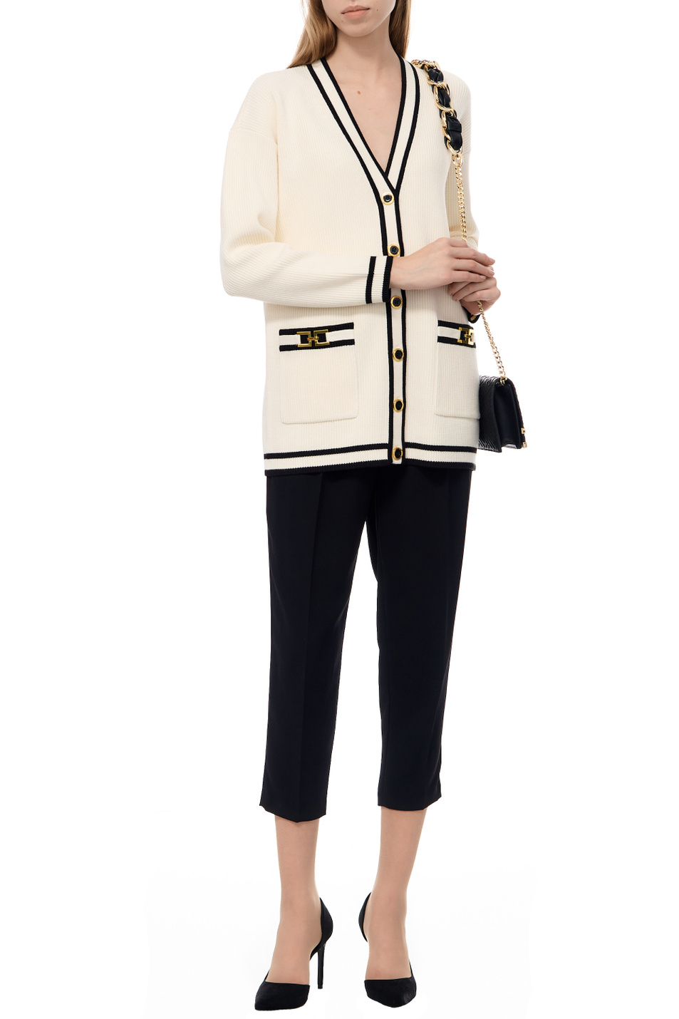 Женский Elisabetta Franchi Кардиган с контрастными деталями (цвет ), артикул MK71S36E2 | Фото 2