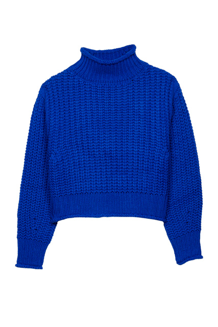 Укороченный свитер из акриловой пряжи|Основной цвет:Синий|Артикул:200888 | Фото 1