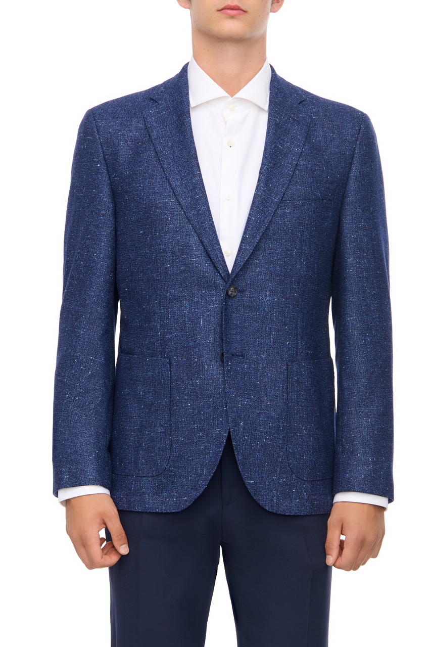 Пиджак из шерсти и шелка|Основной цвет:Синий|Артикул:50502541 | Фото 1