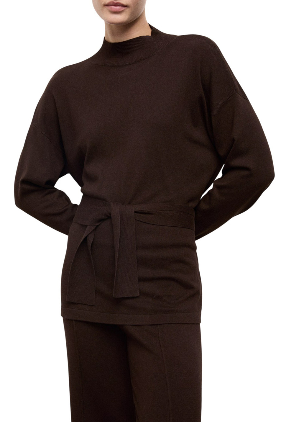 Джемпер VIEIRI с поясом|Основной цвет:Коричневый Женский Mango Джемпер VIEIRI с поясом (цвет ), артикул 17007830 | Фото 3