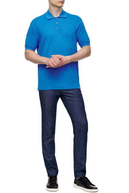 Джемпер с воротником поло|Основной цвет:Синий|Артикул:VZR61-ZZ136-B04 | Фото 2