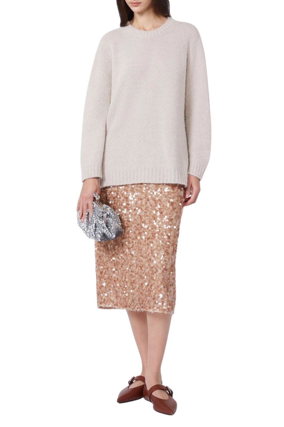 Юбка OCCHIO с отделкой пайетками|Основной цвет:Бежевый Женский Weekend Max Mara Юбка OCCHIO с отделкой пайетками (цвет ), артикул 2615771041 | Фото 2