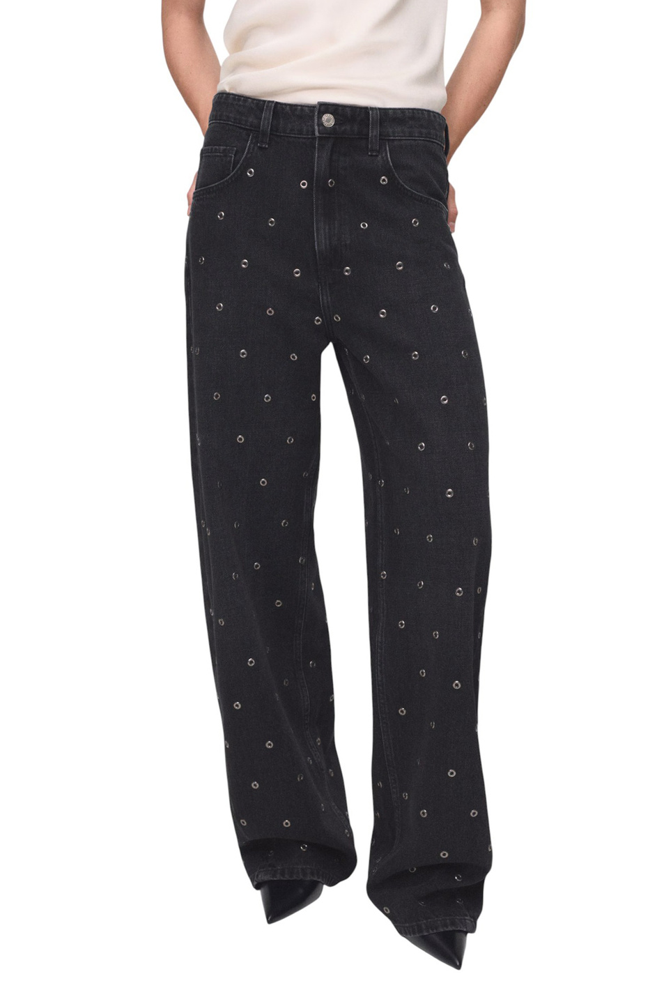 Женский Mango Джинсы EYELETS из хлопка (цвет ), артикул 17024790 | Фото 3