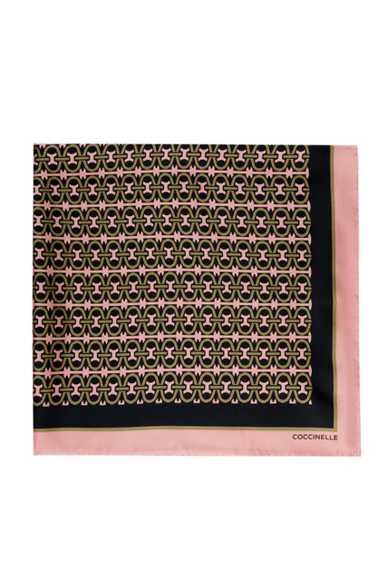 Шелковый платок с принтом|Основной цвет:Розовый|Артикул:E7MYZ381101 | Фото 1