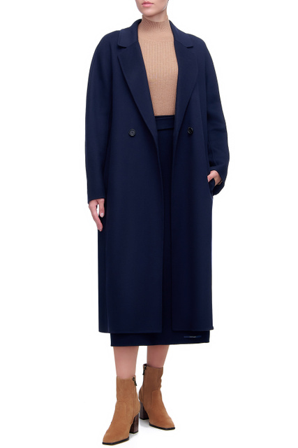 Пальто MINIMAL из натуральной шерсти|Основной цвет:Синий|Артикул:90161119 | Фото 2