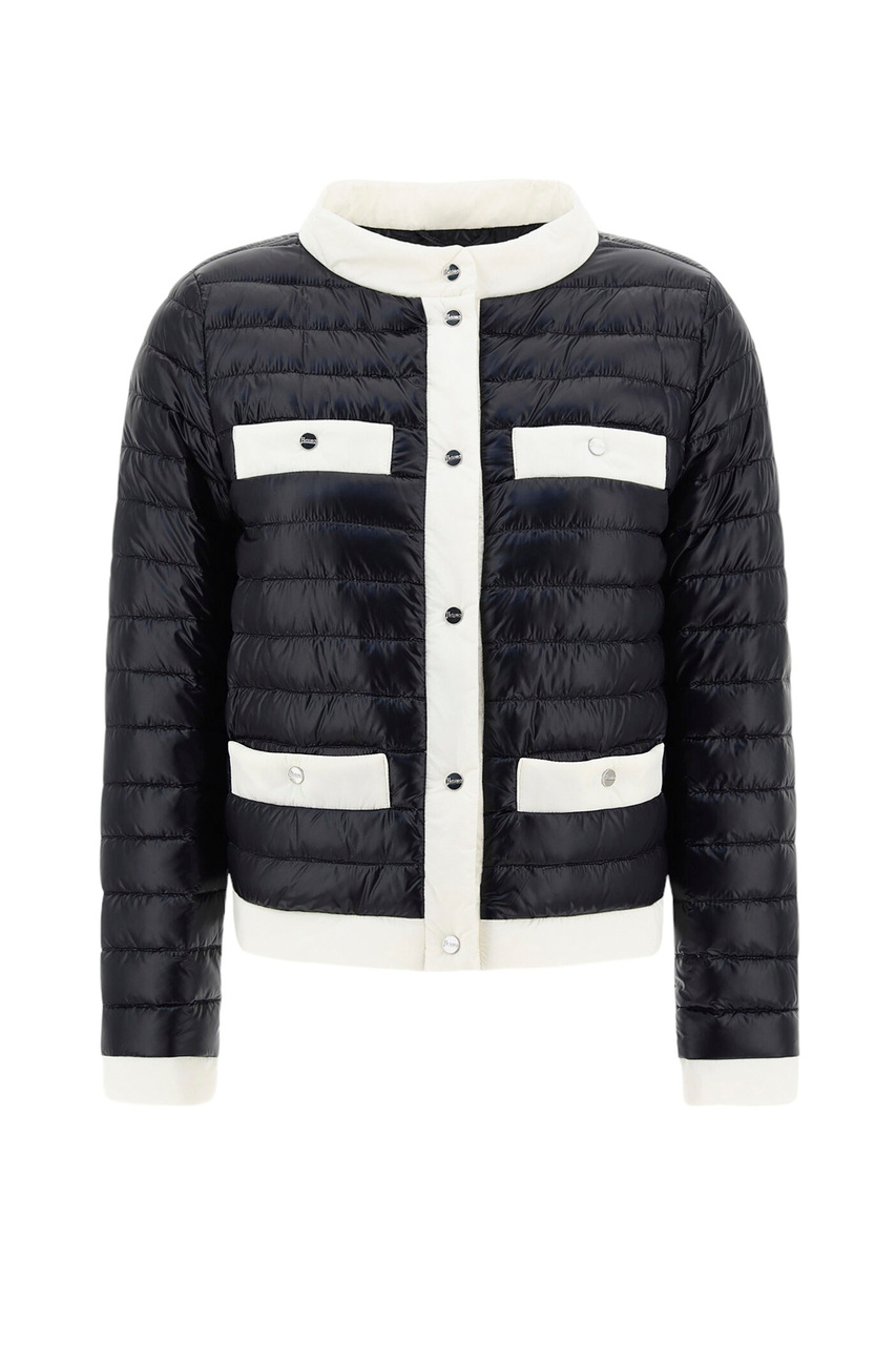 Куртка стеганая с контрастными вставками|Основной цвет:Черный|Артикул:PI001858D12017 | Фото 1