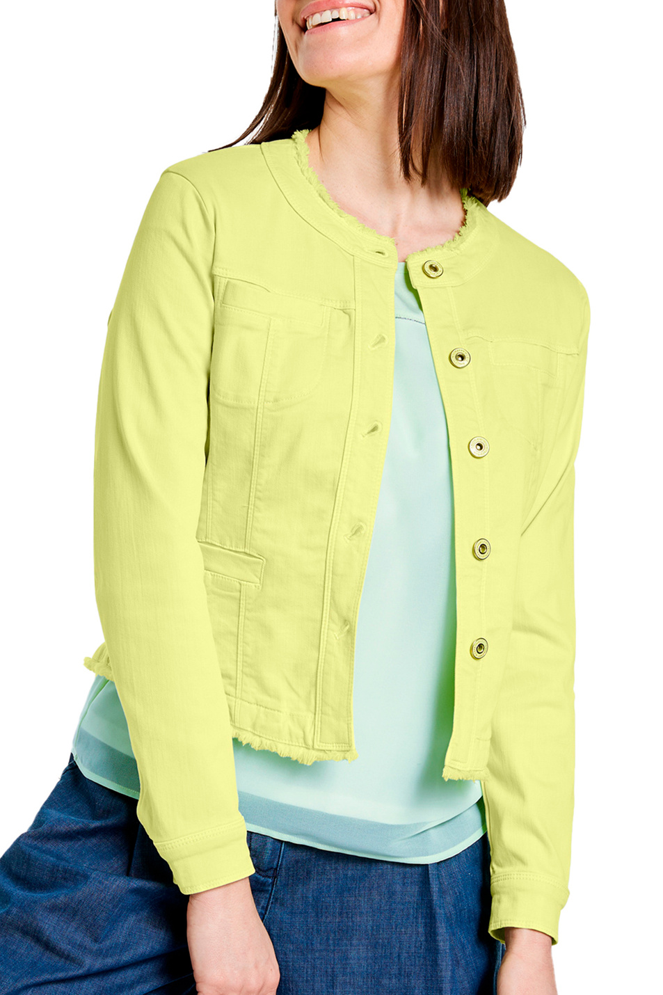 Женский Gerry Weber Джинсовая куртка с бахромой (цвет ), артикул 530042-31499 | Фото 2