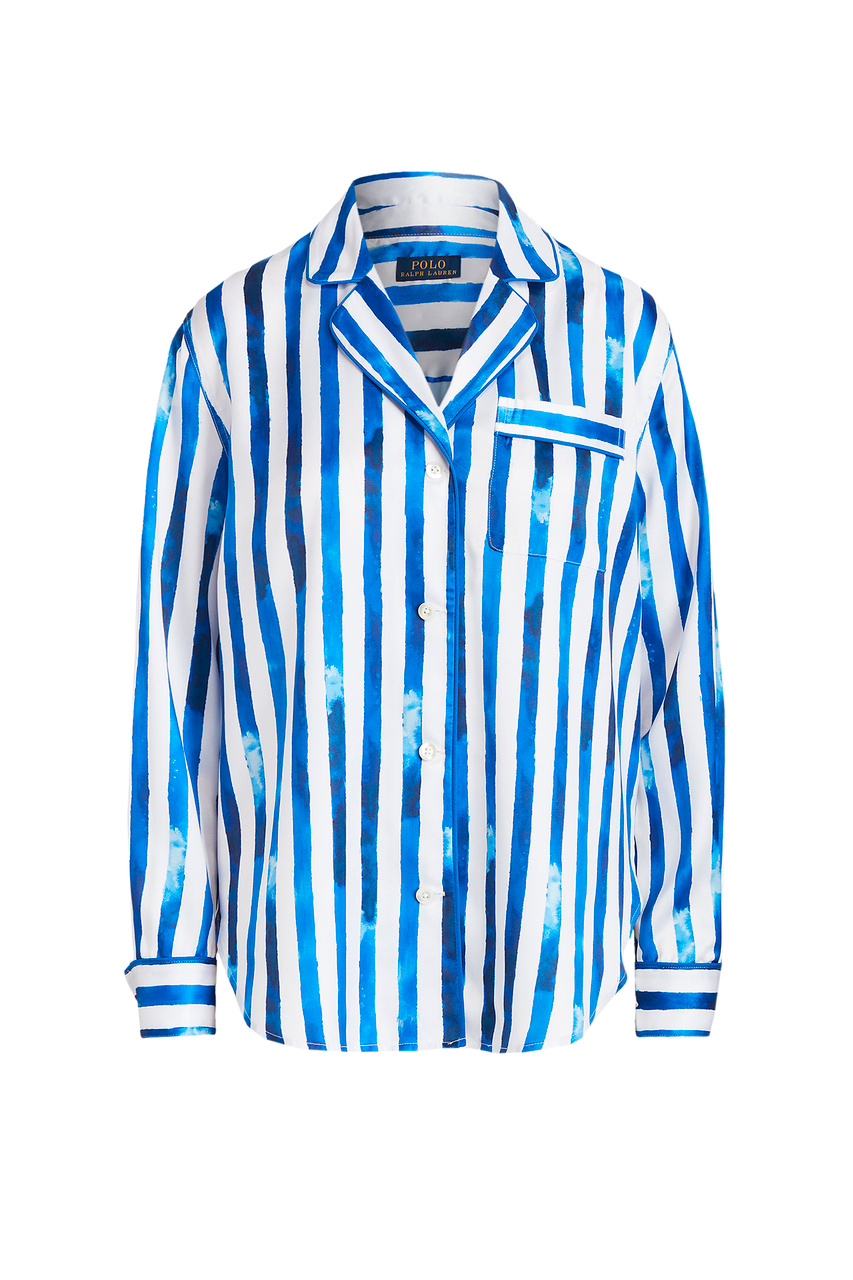 Атласная блузка|Основной цвет:Синий|Артикул:211857025001 | Фото 1
