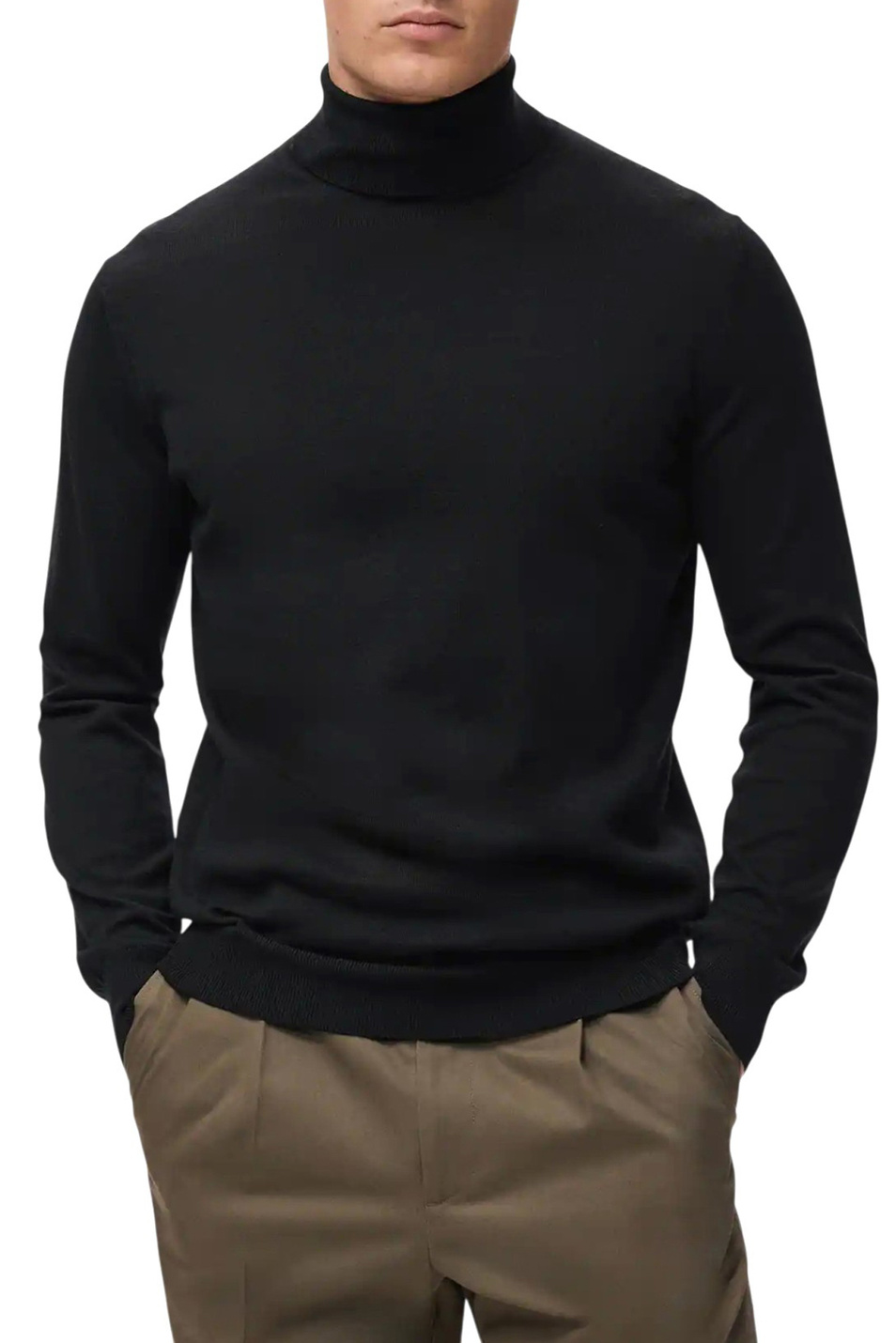 Водолазка WILLYT из шерсти|Основной цвет:Черный Мужской Mango Man Водолазка WILLYT из шерсти (цвет ), артикул 17015972 | Фото 3