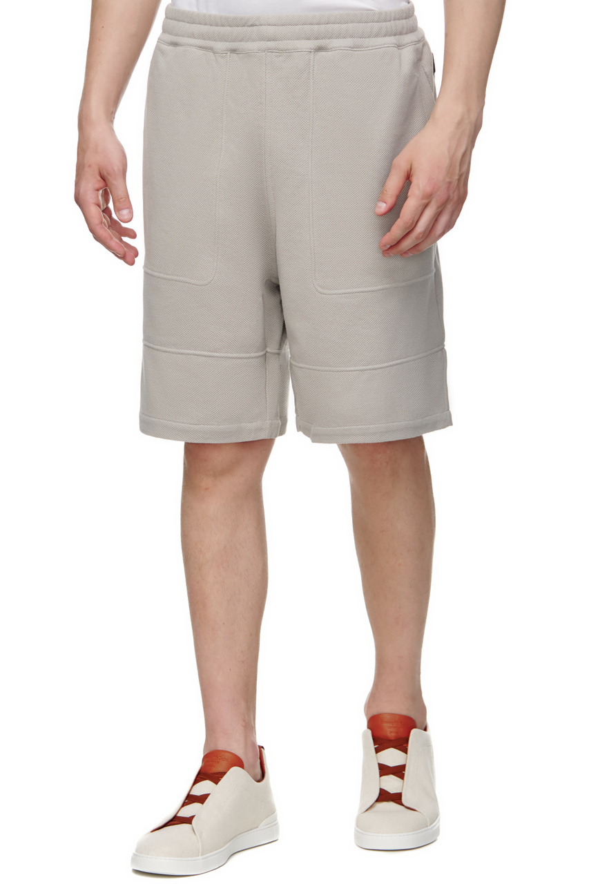 Однотонные шорты с эластичным поясом|Основной цвет:Бежевый|Артикул:VZ436-ZZP96-N03 | Фото 1
