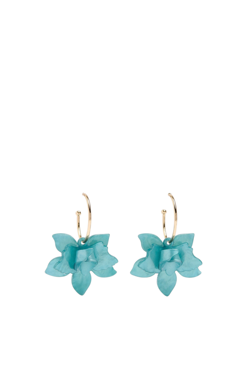 Серьги-кольца с подвеской в виде цветка|Основной цвет:Бирюзовый Женский Parfois Серьги-кольца с подвеской в виде цветка (цвет ), артикул 195269 | Фото 1