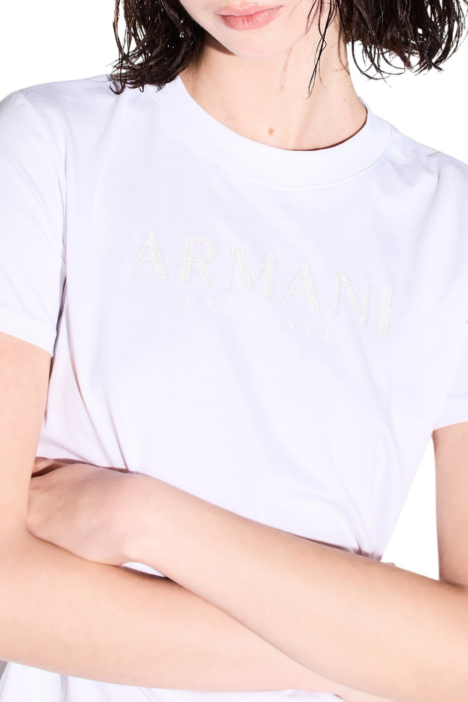 Футболка с пайетками|Основной цвет:Белый Женский Armani Exchange Футболка с пайетками (цвет ), артикул XW002340-AF10358 | Фото 5