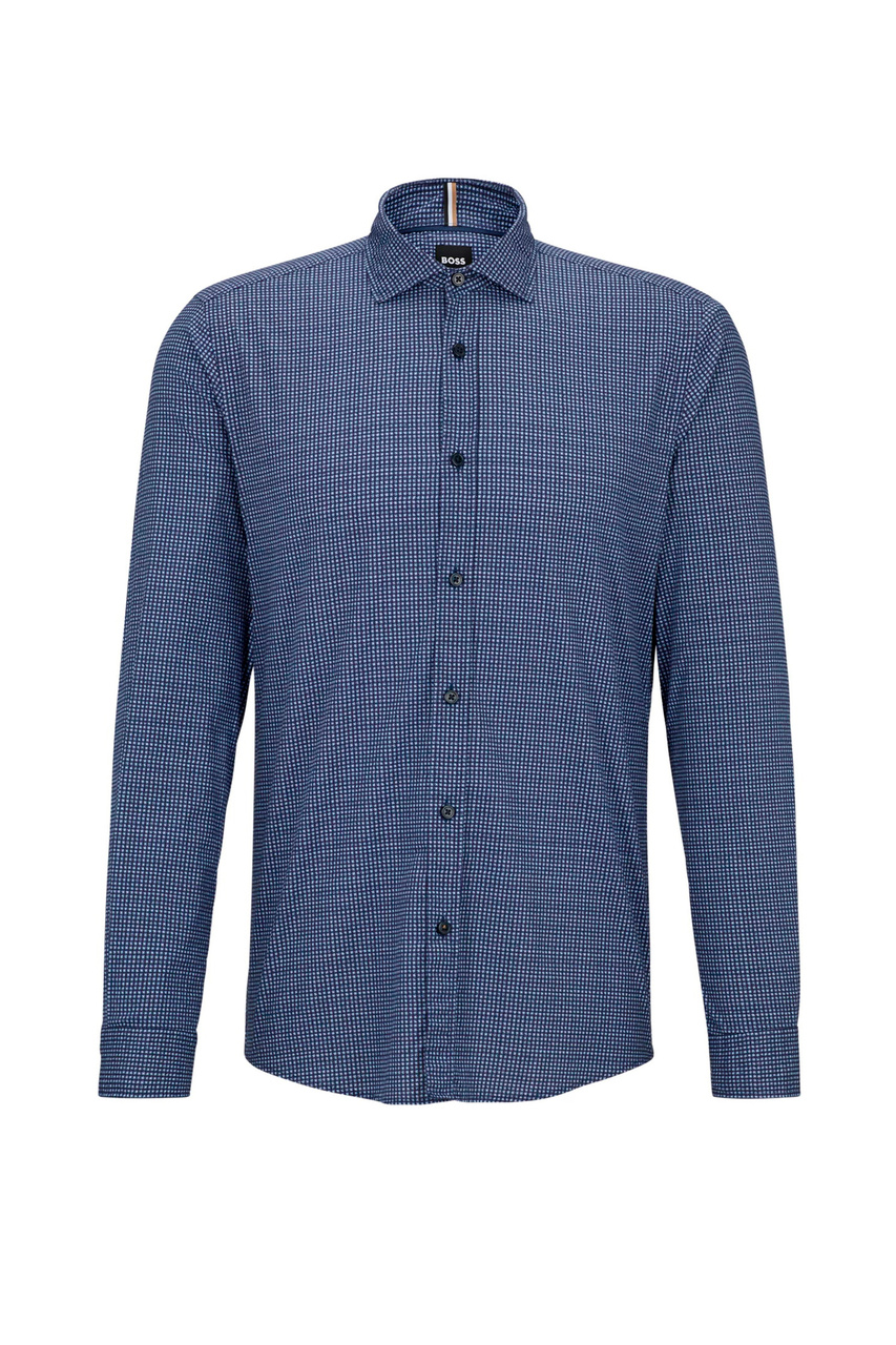 Рубашка из эластичного хлопка|Основной цвет:Синий|Артикул:50497070 | Фото 1