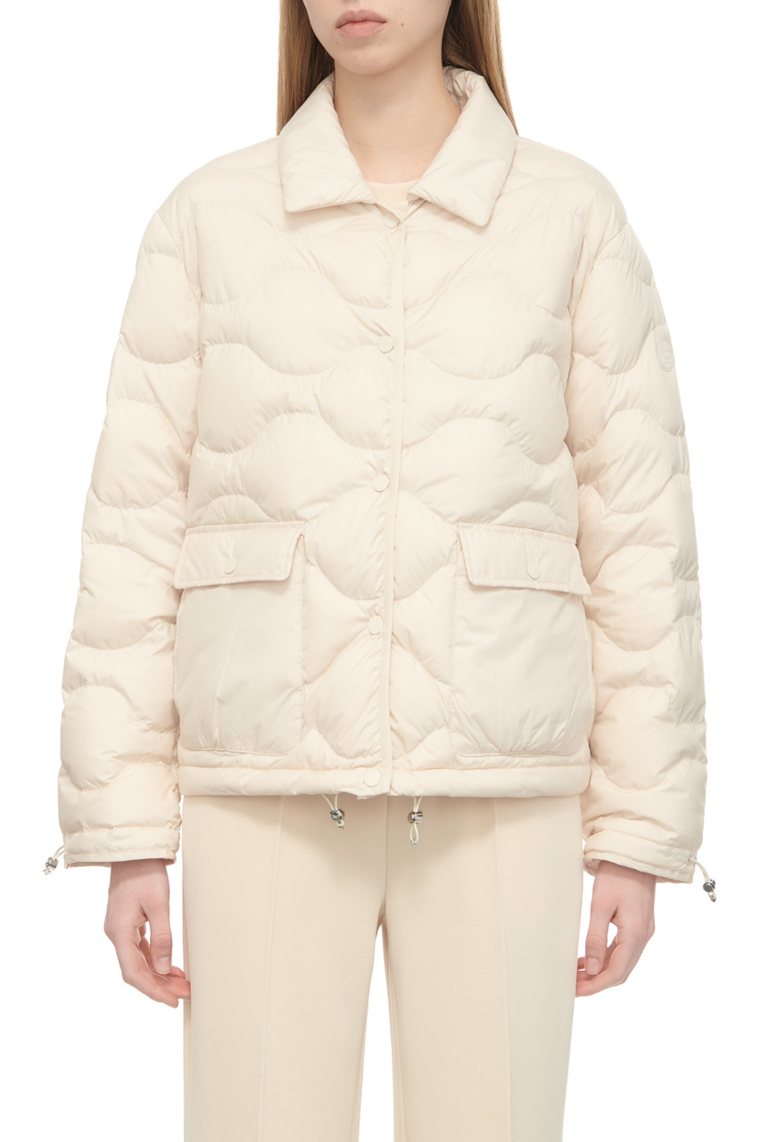 Куртка стеганая с накладными карманами|Основной цвет:Кремовый|Артикул:350232-31196 | Фото 1