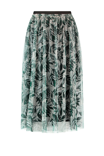 Многослойная юбка с принтом|Основной цвет:Зеленый|Артикул:710950-35020 | Фото 1