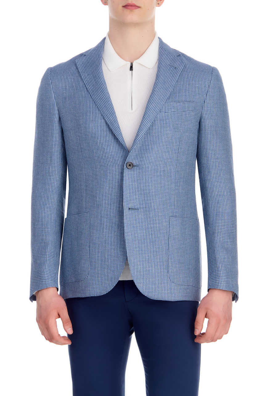 Пиджак из льна и шерсти|Основной цвет:Синий|Артикул:91XY76-3116345 | Фото 1