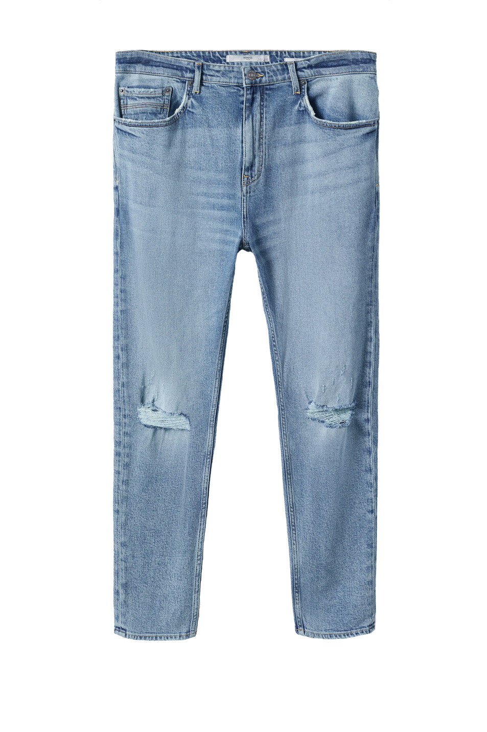 Мужской Mango Man Рваные джинсы TOMAS зауженного кроя (цвет ), артикул 27014387 | Фото 1