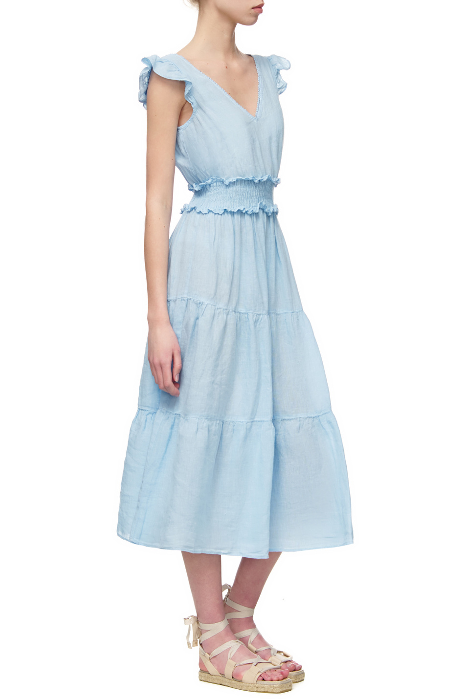 Женский 120% Lino Льняное платье с оборками (цвет ), артикул V0W49DM0000115000 | Фото 4