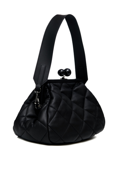 Стеганая сумка ACANTO из натуральной кожи|Основной цвет:Черный|Артикул:55160224 | Фото 2