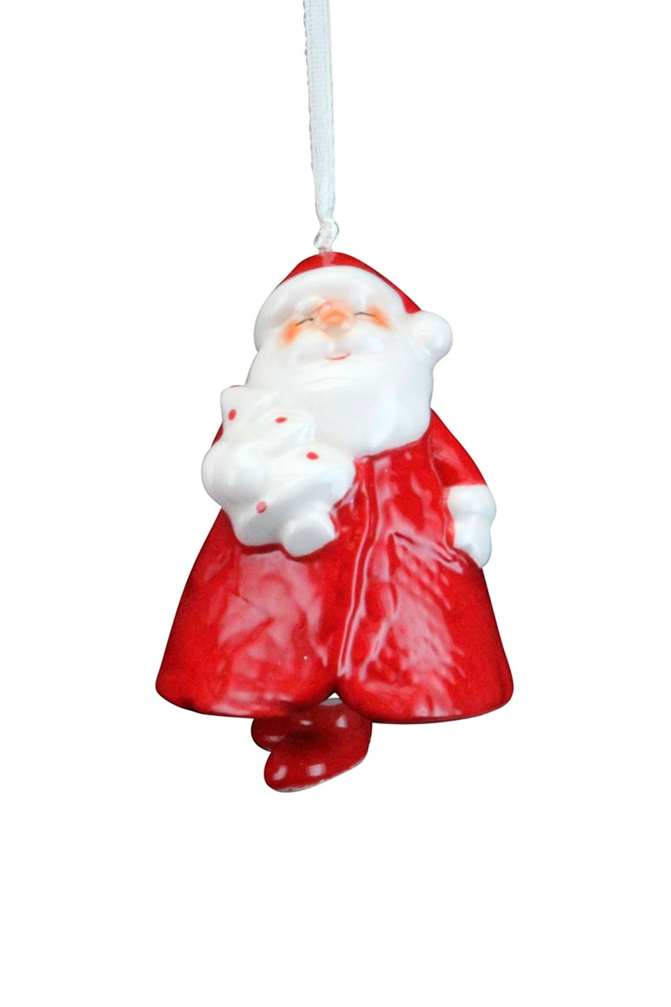 Не имеет пола Gisela Graham Елочная игрушка "Санта-колокольчик с белой елкой", 7 см (цвет ), артикул 11246_2 | Фото 1