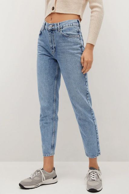 Укороченные джинсы Mom-fit|Основной цвет:Голубой|Артикул:87040569 | Фото 1