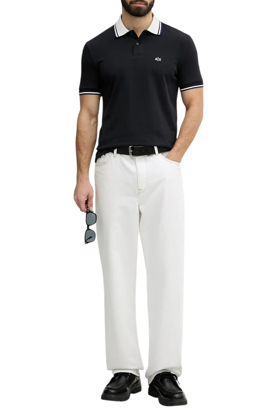 Поло из натурального хлопка с логотипом|Основной цвет:Синий Мужской Armani Exchange Поло из натурального хлопка с логотипом (цвет ), артикул XM002350-AF10366 | Фото 3