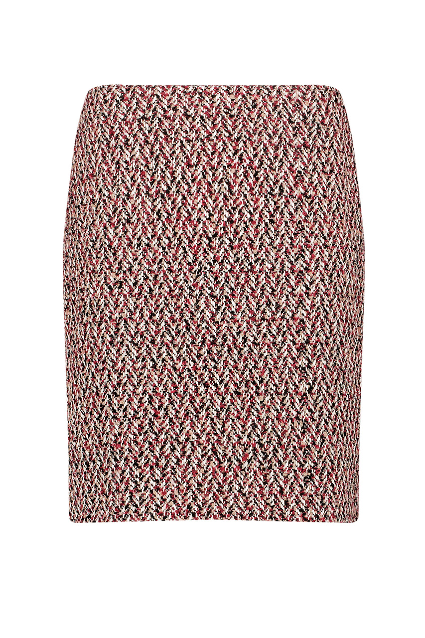 Короткая юбка с узором|Основной цвет:Коричневый|Артикул:210015-11608 | Фото 1