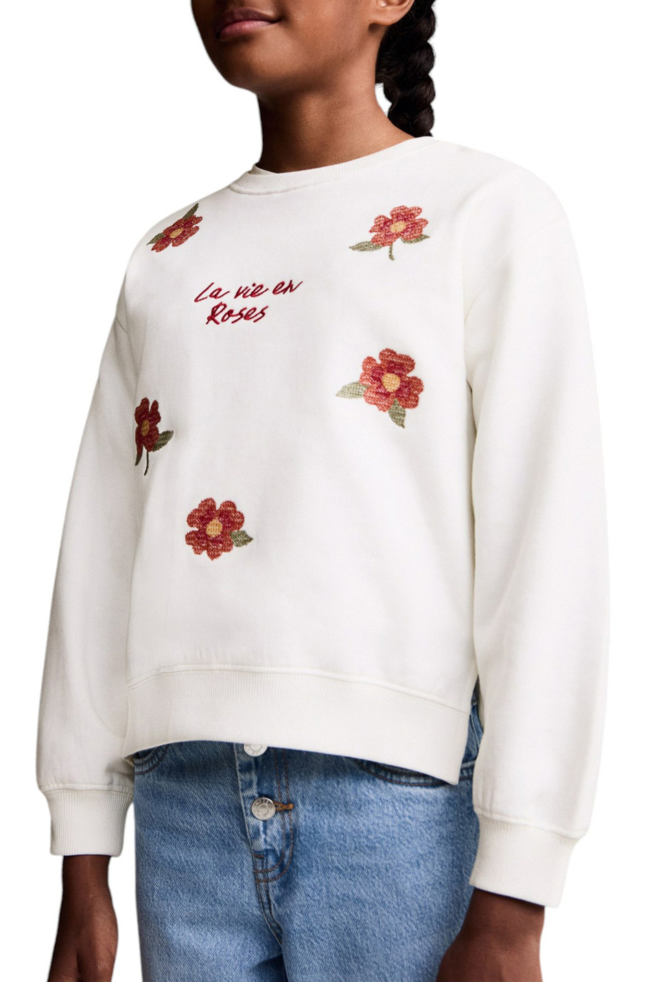 Девочкам Mango Kids Свитшот ROSES из хлопка (цвет ), артикул 77037703 | Фото 4