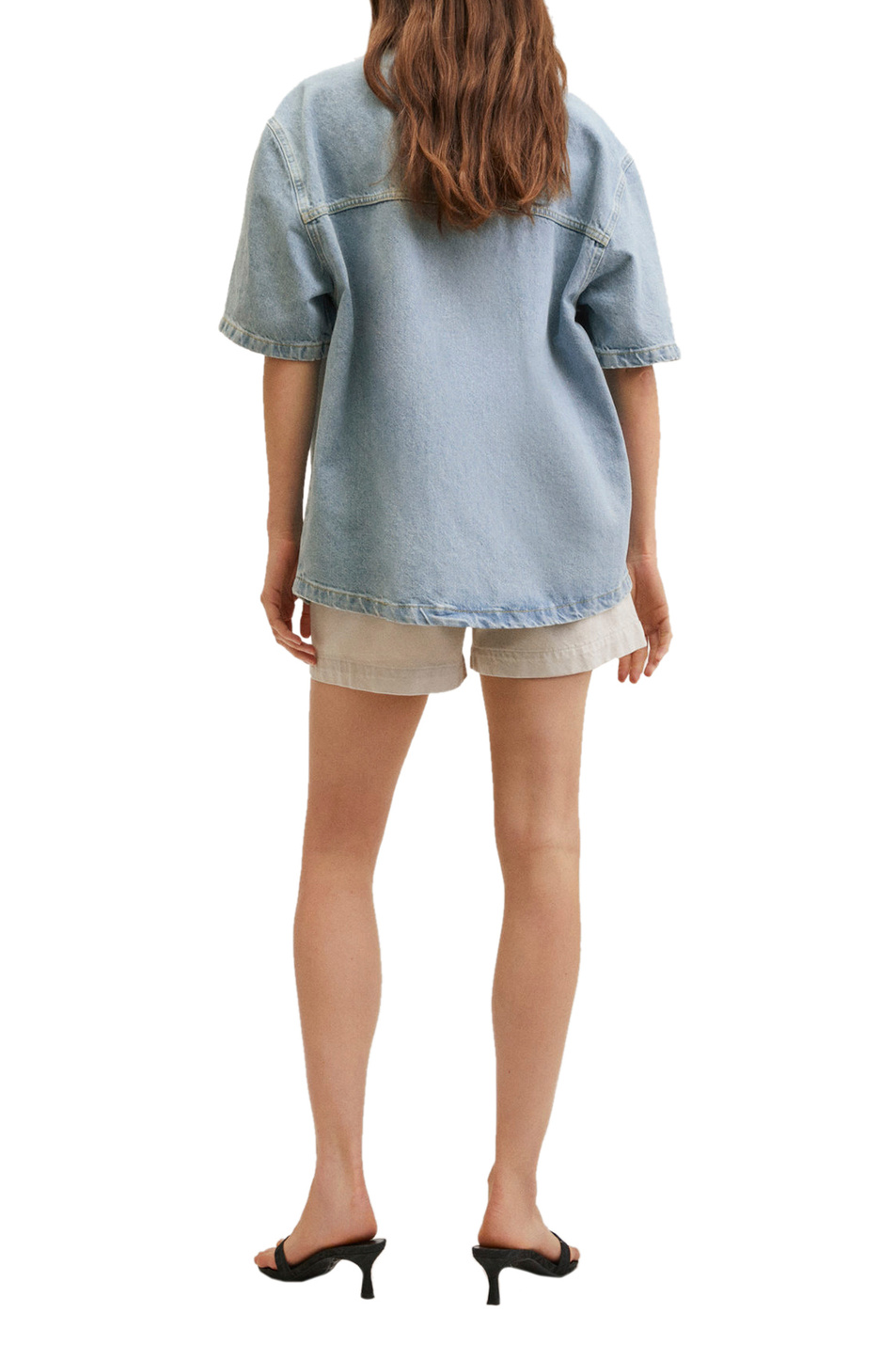 Женский Mango Джинсовая рубашка ALESSIA с короткими рукавами (цвет ), артикул 27025807 | Фото 4