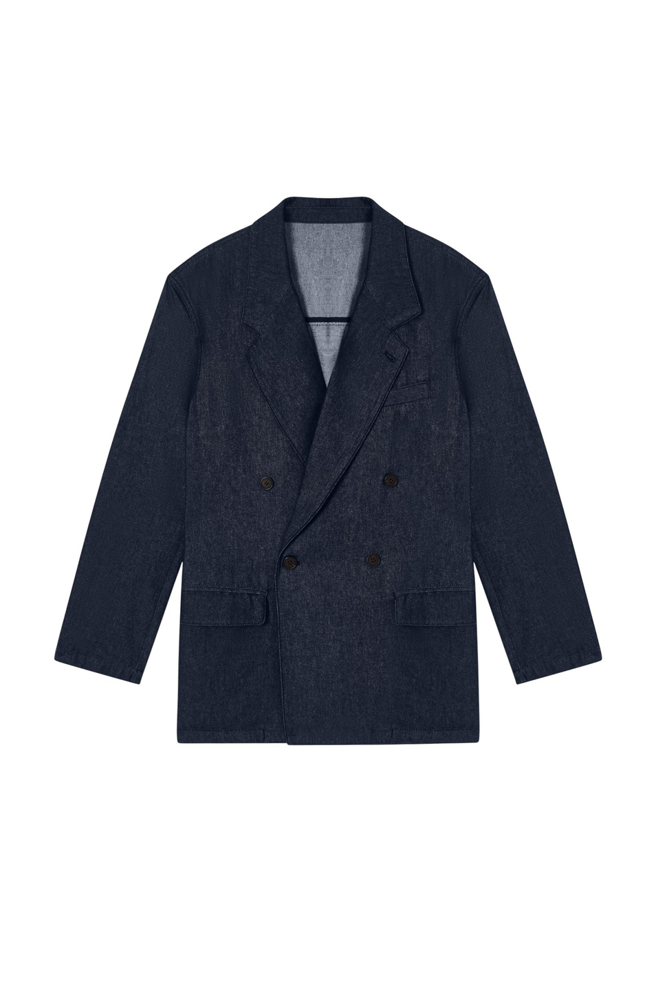 Пиджак двубортный из денима|Основной цвет:Синий Мужской Emporio Armani Пиджак двубортный из денима (цвет ), артикул EM002568-AF25638 | Фото 1