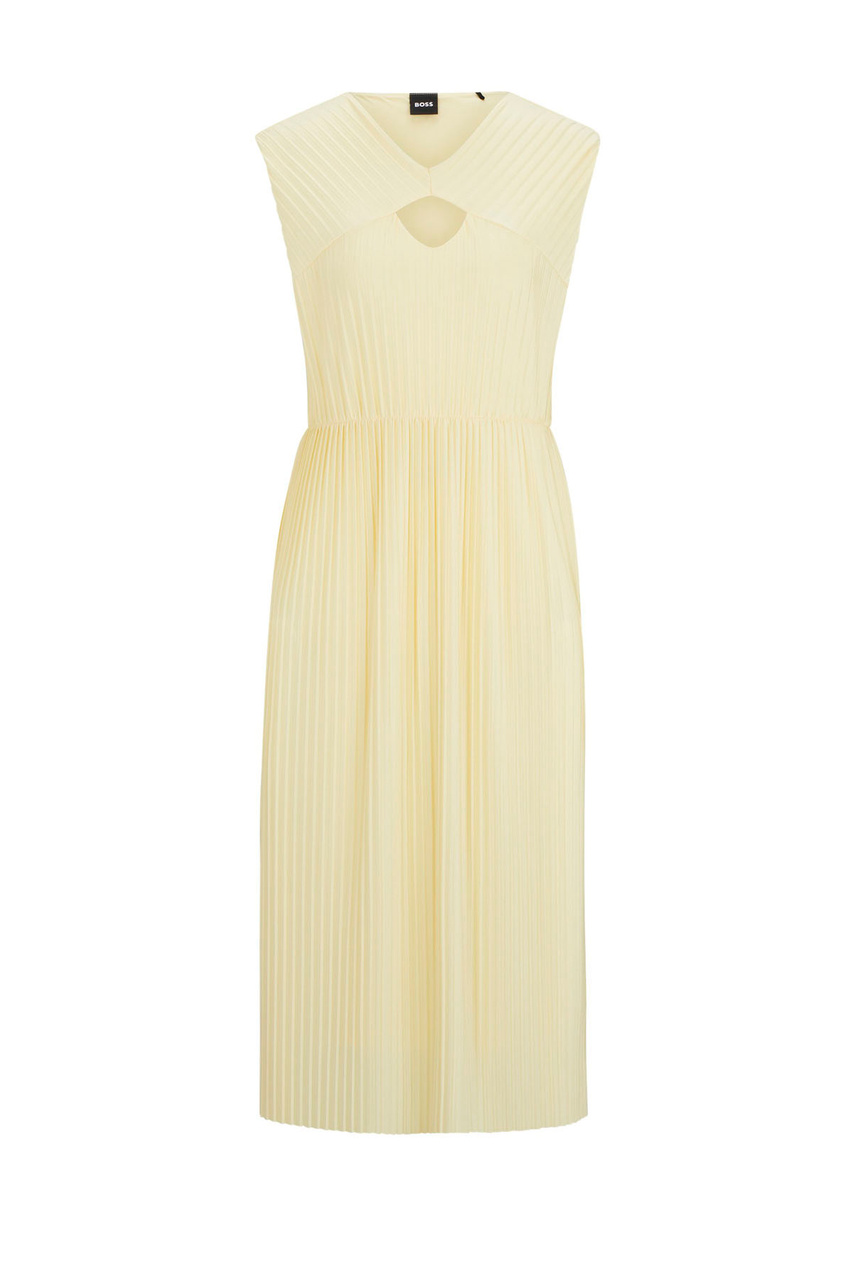 Платье-плиссе с вырезом|Основной цвет:Желтый|Артикул:50510151 | Фото 1