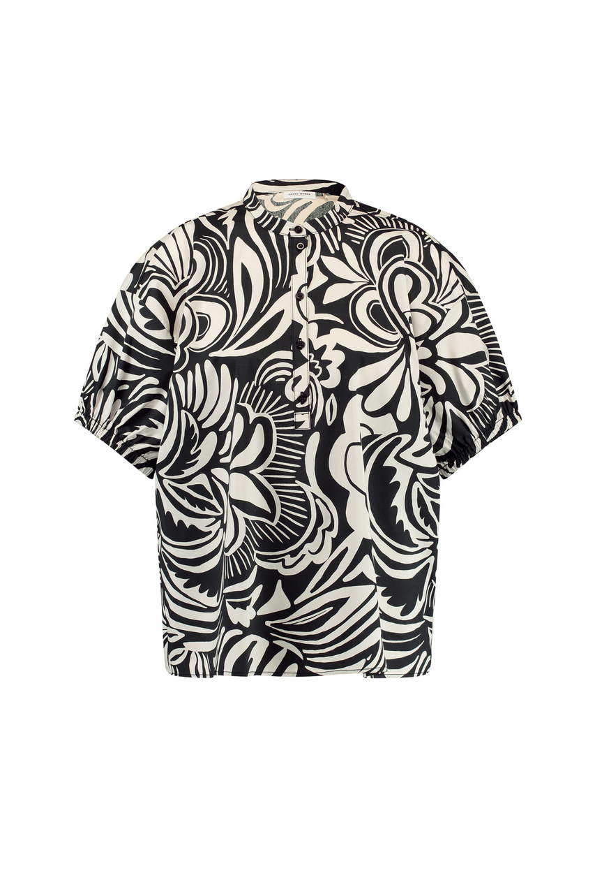 Блузка из смесового хлопка с принтом|Основной цвет:Черный|Артикул:360048-31534 | Фото 1