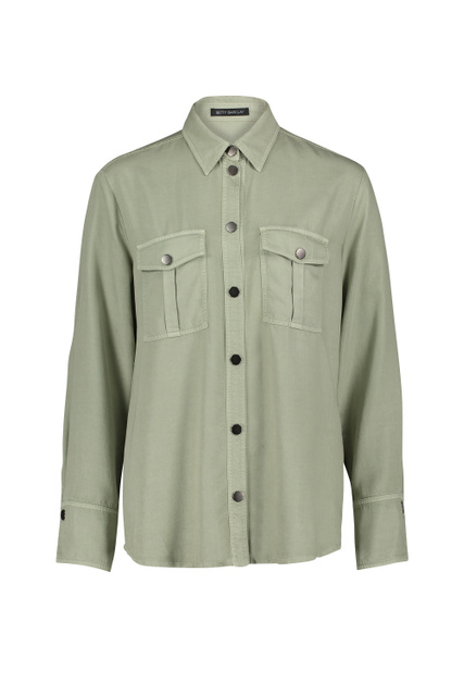 Рубашка на кнопках с нагрудными карманами|Основной цвет:Оливковый|Артикул:4361/1093 | Фото 1