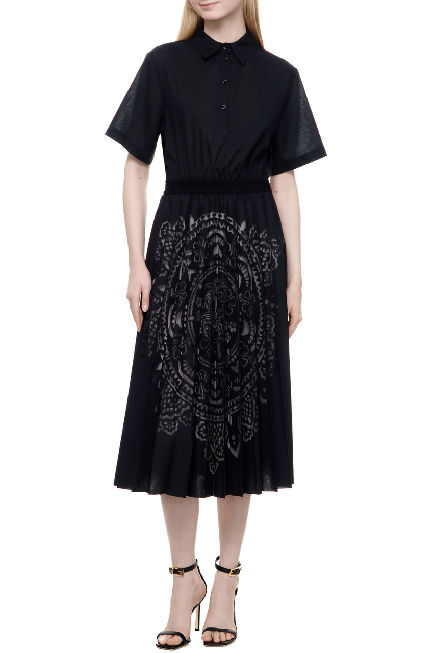 Платье-плиссе с логотипом|Основной цвет:Черный|Артикул:D44EQ016ES1 | Фото 1