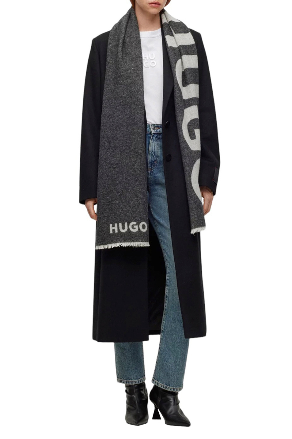Женский HUGO Шарф из смесовой шерсти с логотипом (цвет ), артикул 50499974 | Фото 2